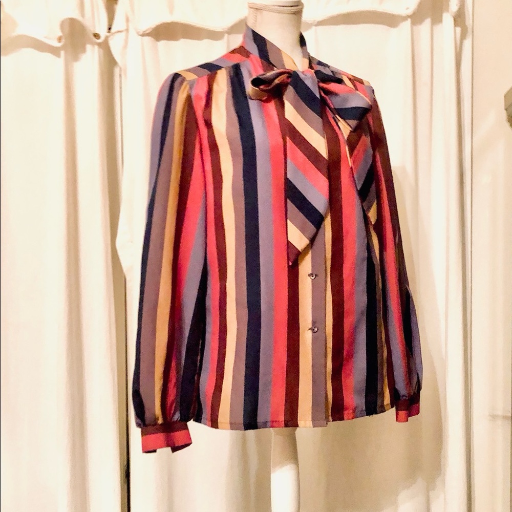 Jerri Lurie Classic Long Sleeve striped Blouse size 16